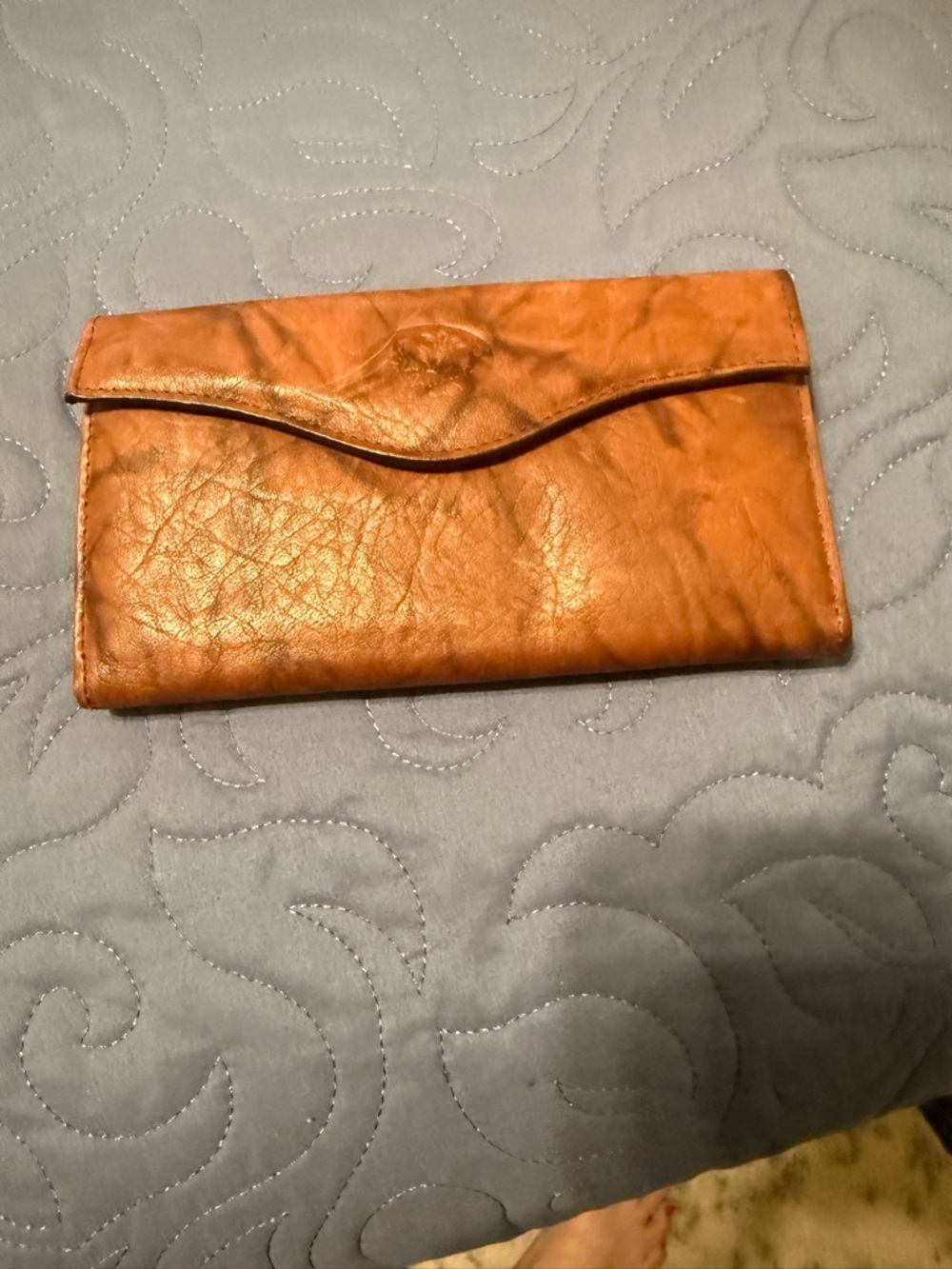 Leather Envelope Clutch in Warm Cognac